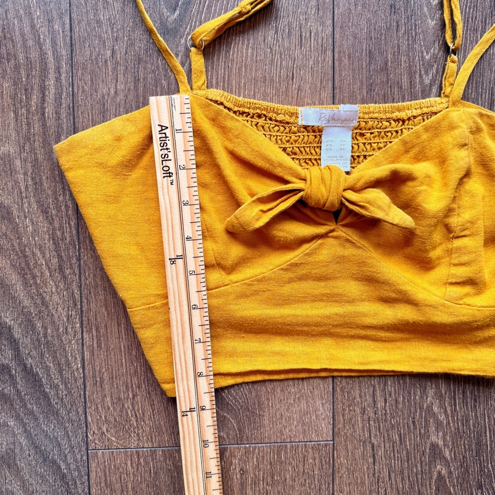Mustard Yellow Bow-Tie Front Crop Top - Picture 8 of 8